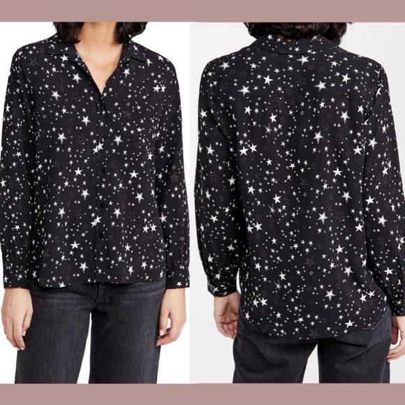 NEW Rails [ XS ] Noemi Star Button Down Long Sleeve Blouse‎ in Black Galaxy - Picture 13 of 16